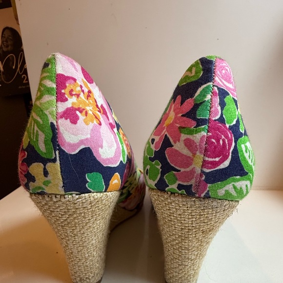 Lilly Pulitzer Floral Wedge Peep-Toe Shoes - Picture 6 of 11
